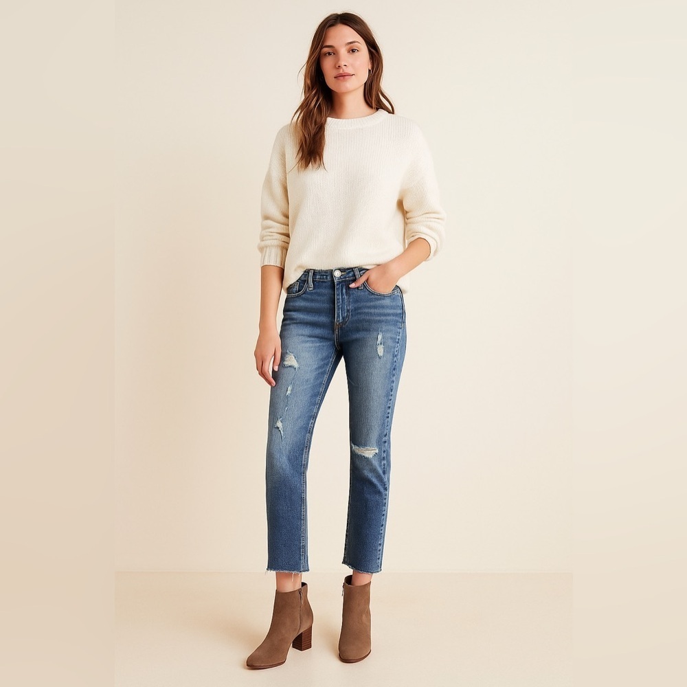 EUC Pilcro and the Letterpress Women’s Mid-rise Distressed Cropped Jeans Sz 26